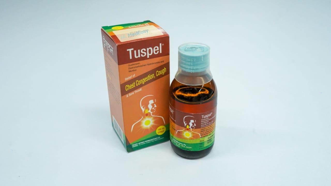 Tuspel100 ml Syrup Guaifenesin + Dextromethorphan + Menthol